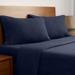 Mellanni Cotton Cal King Flannel Sheets Set - Deep Pocket Fitted Sheet up to 16 inch - Anti-Fade, Stain Resistant - Luxury Heavy Weight California King Sheet Sets - 4 Piece Set (California King, Navy)