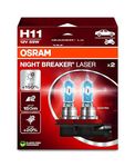 OSRAM NIGHT BREAKER LASER H11, +150% more brightness, halogen headlight lamp, 64211NL-2HB, 12V, Hanging folding box (2 lamps)