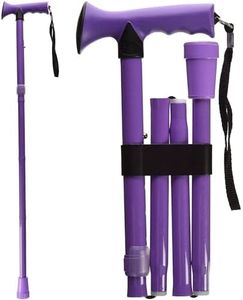 HealthSmart Folding Walking Stick, Soft Comfort Grip Collapsible Walking Stick, Adjustable Folding Walking Cane, Lavender