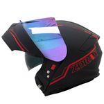 Zorax ZOR-838 Matt Black/Red XL (61-62cm) Motorbike Helmet + Extra Iridium Visor - Modular Flip up Front Motorcycle Helmet