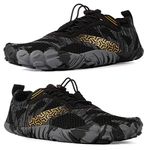 WHITIN Men's Trail Running Shoes Minimalist Barefoot 5 Five Fingers Wide Width Toe Box Gym Workout Fitness Low Zero Drop Male Light Weight Comfy Lite Tennis FiveFingers Black Size 10