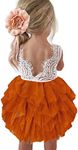 Topmaker Backless A-line Lace Back Flower Girl Dress, Rust Orange, 3 Years