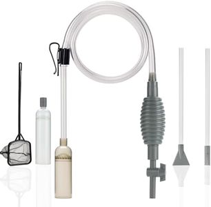 aqmglan Aquarium Siphon Vacuum Cleaner Kit with Dual Tubes and Fish Net, Ideal for Gravel and Sand Cleaning, Fits All Tank Sizes, Gravel Vacuum for Aquarium Kit