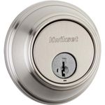 Kwikset 817 Deadbolt Lock, Satin Nickel Round Exterior Keyed Front Entry Door, Pick Resistant SmartKey Rekey Security, Single Cylinder Dead Bolt, with Microban Protection