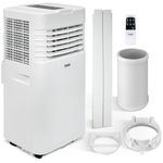 CUQOO Portable Air Conditioner 9000 BTU with Remote Control - 4-In-1 Air Cooler and Dehumidifier, 2 Speed Cooling Fan - Air Conditioning Unit with Digital Display & Window Venting Kit - White