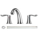 Bathroom Faucet, 8 Inch Bathroom Faucets for Sink 3 Hole, Widespread Brushed Nickel Bathroom Faucet with Pop up Drain and cUPC Lead-Free Hose (Chrome)