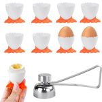 9 Pcs Egg Cup Set, Egg Cups and Stainless Steel Egg Opener, Easter Egg Cup, Funny Egg Cups, 8 Pieces Egg Cups, 1 Piece Egg Opener, for Soft Boiled Eggs and Raw Boiled Egg Brunch