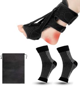 Roinaid Achillessehne Bandage Plantarfasziitis Bandage Kommt mit 1 Fasziitis-Socke und Kordelzugtasche Geeignet für Achillessehnenentzündung Fußheberschwäche Fußgewölbe und Fußprobleme (Schwarz)