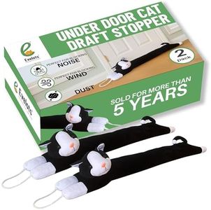 Evelots Under Door Cat Draft Stopper - Weighted - 2 Pack - Keep Cold Air, Warm Air Out - Odor, Noise, Dust, Wind Blocker - Great for Window - Full 38 Inch Long - Heavy Duty Kitty Cat - Hanging Loops