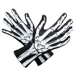 AXBXCX Skeleton Full Finger Wrist Bone Gloves Halloween Long Arm Length Dance Gloves Ghost-XT-01