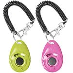 Acehome 2 Pack Dog Training Clicker with Wrist Strap, Pet Training Clicker with Big Button Effective Behavioral Training Tool for Cats Birds Puppy Recall (Pink & Green)