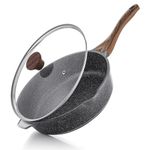 SENSARTE Nonstick Deep Frying Pan Skillet, 12-inch Saute Pan with Lid, Stay-Cool Handle, Chef Pan Healthy Stone Cookware Cooking Pan, Induction Compatible, PFOA Free