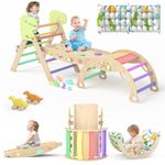 KidsBuddy Pikler Triangle Set with Pillow 9 in 1 Climbing Toys for Toddlers 1-3 Indoor Baby Climbing Gym Toddler Montessori Toys Wooden Climbing Toys with Maze Toys, Shape Sorting Toys, Dinosaur Car