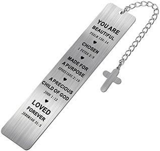 cobee Marcador cristiano inspirador, marcador de versículo bíblico regalo para niñas y mujeres marcador motivacional de metal con cruz para amantes de los libros profesores