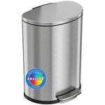 iTouchless SoftStep 13.2 Gallon Step Trash Can with Odor Filter, Stainless Steel 50 Liter Space-Saving Pedal Garbage Recycle Bin for Kitchen, Home, Office, Silent and Gentle Open, Semi-Round