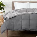 Bare Home Reversible Comforter - Oversized Queen - Goose Down Alternative - Ultra-Soft - Premium 1800 Series - Hypoallergenic - All Season Breathable Warmth (Oversized Queen, Grey/Light Grey)