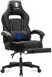 Gaming Chair with Footrest Big and Tall Gaming Chairs for Adults Computer Desk Chair Ergonomic Office Chair with Footrest and Massage Lumbar Support 350lb Capacity (Black)