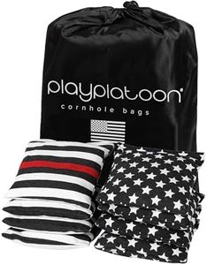 Play Platoon Professional Cornhole Bags - Set of 8 Regulation All Weather Double Sided - Sticky Side/Slick Side Bean Bags for Pro Corn Hole Game, Slick Duck Canvas & Sticky Suede Side