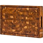 End Grain Butcher Block Chopping Board [3.8 cm Thick]. Made of Teak Wood and Conditioned with Beeswax, Flaxseed Oil & Lemon Oil. 41 cm Chopping Board by Ziruma