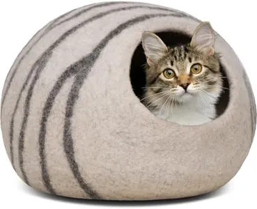 MEOWFIA Cat Cave – Premium Felt Cat Bed for Indoor Cats, Handmade 100% Merino Wool (Light Shades) (Large, Light Grey)