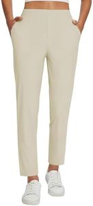 baleaf Womens Travel Pants Lightweight Stretch with Zipper Pockets Petite Ankle Dressy Golf Work Business Casual Twill XL