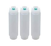 FIFO Squeeze Bottle Refillable 16 oz | Green Tip Small Valve Dispenser for Thin Condiments, Sauces, Batter and Dressing | Self Sealing No Drip No Hassle | (3 Pack)