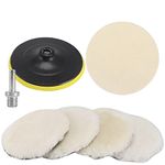 SI FANG 7Pcs 180mm Wool Polishing Pads Buffing Wheel for Drill Polisher/Buffer Attachment with M14 Adapter, Felt Buffing Wheel and Woolen Wax Pad for Car Boat Polish Waxing, Metal Glass (7 Inch)