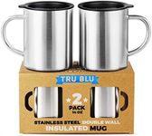 Elixir Glassware Stainless Steel Coffee Mug with Lid Set of 2-10 oz - Leak Proof with Double Wall Insulated Coffee Mug with Handle & Lid - Travel Mug - Double Walled Coffee Cup