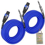 Speakon to 1/4" Male Cables (2 Pack) by FAT TOAD | 25 ft Professional Pro Audio Blue DJ Speaker PA Cord with Twist Lock Connector | 12 AWG Wire for Impeccable Studio Recording & Stage Performance Gear