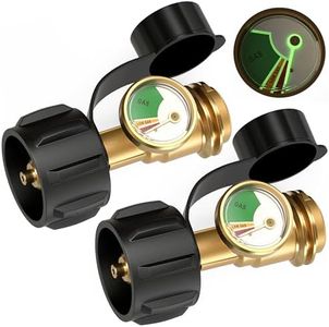 Propane Tank Gauge Level Indicator, Universal Propane Gauge for 5-40lb LP Tanks, Color Coded Gas Pressure Meter for BBQ, RV, Camper, Heater, Leak Detector, QCC1/Type1, Easy to Read, Durable (2 Packs)