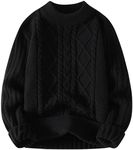 Jumpers Womens Knit Sweater Solid Vintage Pullover Sweater Woven Crewneck Knitted Tops Stripe Cable Knit Long Sleeve Fall Winter Turtleneck Jumpers Deals Jumpers for Women UK Black