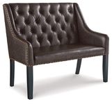 Signature Design by Ashley - Carondelet Accent Bench - Tufted Faux Leather Back - Nailhead Trim - Brown