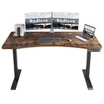 Dual Motor Height Adjustable Standing Desk, 63 x 30'' Radlove Height Adjustable Computer Desk Sit Stand Desk Home Office Desks with Splice Board 265 lb Load Capacity Black Frame + Rustic Brown Top