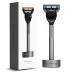 Bolin Webb Generation Razor and Stand in Graphite. Fitted with Gillette Fusion5 Blade. Luxury Razor for Men.