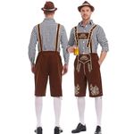 Cokbyavla Men Festival Essential Traditional Suspender Embroidered Trousers,German Beer Shirt Men Germen Bavarian Traditional Costume Lederhosen Men Suspender Embroidered Trousers Jumpsuit Pla