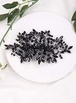 Anglacesmade Bridal Black Crystal Hair Comb Marquise Crystal Back Comb Wedding Hair Accessories for Women and Girls (Black)
