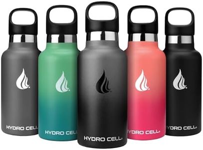 HYDRO CELL Stainless Steel Water Bottle with Straw & 2 Standard Mouth Lids (32oz 24oz 20oz 16oz) Keeps Liquids Hot or Cold w/Double Wall Vacuum Insulated Leak Proof Sport Design (Graphite/Black 16oz)