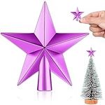 Hanaive Valentines Day Christmas Tree Star Mini Christmas Tree Topper Mini Christmas Tree Star Topper for Xmas Party Holiday Home Decor(Plated Purple, 1.77 Inch)