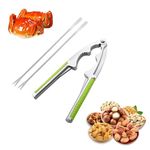 SYEYCW 3 Pcs Nut Sheller Tools, 1 Pcs Nut Crackers and 2 Pcs Nut Forks, Nut Shell Opener with Non-Slip Handle, Stainless Steel Forks, Heavy Duty Walnut Pliers Set, for Walnuts, Brazil Nuts, Seafood