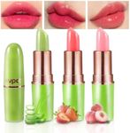 BINGBRUSH Color Changing Lipstick Queen,PH Mood Long Lasting Lip Gloss Korean Lip Balm Tinted Magic Makeup Moisturize Lipstick Set (3pcs Aloe+Strawberry+ Peach, 3 Count (Pack of 1))