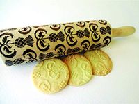 Algis Crafts | Embossed Rolling Pin for Baking Accessories with Laser Engraved Design THISTLES | Beautifully Handmade Pattern Rolling Pin | Decorative Rolling Pins to Make Unique Bakes and Pottery