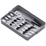 Lifewit Cutlery Drawer Organiser, Compact Utensil Tray for Kitchen, Expandable Knife and Fork Drawer Organiser, Adjustable Plastic Silverware Flatware Holder for Spoons Storage Organisation, Grey