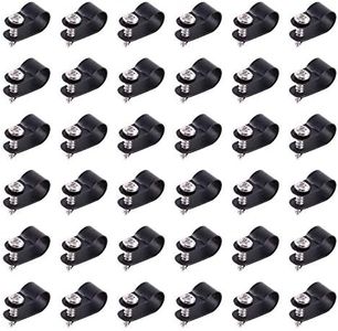 Swpeet 60 Pack Black 3/8 Inch Nylon Plastic R-Type Cable Clips Clamp Kit, Nylon Screw Mounting Cord Fastener Clips with 60 Pack Screws for Wire Management (3/8 Inch, Black)