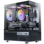 Okinos Aqua 3, Micro ATX Case, MATX PC Case with 3 X 120mm 3-Pin ARGB Fan Pre-Installed, Panoramic View Tempered Glass Front & Side Panel, with Type C Port, Black