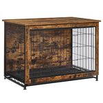 Feandrea Wooden Dog Crate Furniture, 38.6" L Pet Crate Side End Table, Dog Cage with Removable Tray UPFC003X01