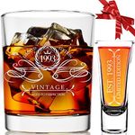 31st Birthday Gifts For Him - 1993 Whiskey & Shot Glass Funny Bday Present Ideas for 31 Year Old Men, Boyfriend, Husband, Son, Anniversary, From Girl Friend, Mom, Dad, Brother, Sister Decorations