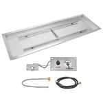 Stanbroil 48" x 14" Rectangular Drop-in Fire Pit Burner Kit, Natural Gas Fire Pit Pan Insert Kit with H-Burner, Spark Ignition and Hose Kit for Indoor or Outdoor, Rated for Up to 185,000 BTU Max