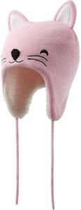Brook + Bay - Sherpa Baby Animal Hats for Winter - Toddler Animal Ear Hat, Baby Hat Animal Ears, Baby Winter Hat for Boys and Girls - Pink Cat