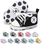 myggpp Baby Shoes Boys Girls Canvas Sneakers First Walking Shoes Walkers Anti-Slip Prewalkers 0-6 Months Black