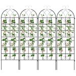 COSTWAY 2/4 Pack Garden Trellis, 180/220 x 50cm Metal Trellis for Climbing Plants Rose Vines Cucumber Tomato, Rustproof Decorative Garden Fence Barrier Border (180cm x 50cm, 4 Pack)